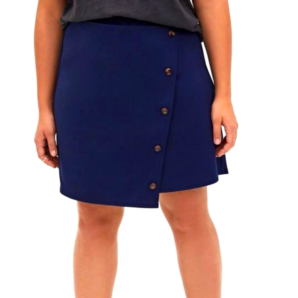 Torrid Blue Mini Scuba Wrap Skirt
